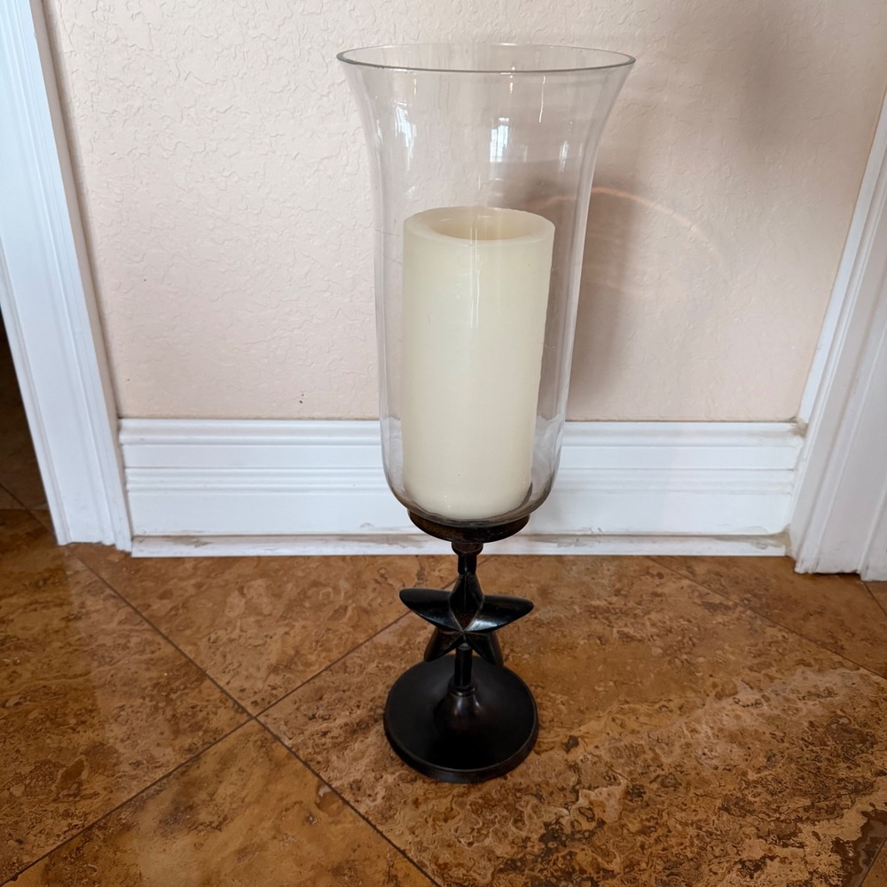 Yankee Candle Co Bronze Star Hurricane Pillar Candle Holder 1082257 18.5in